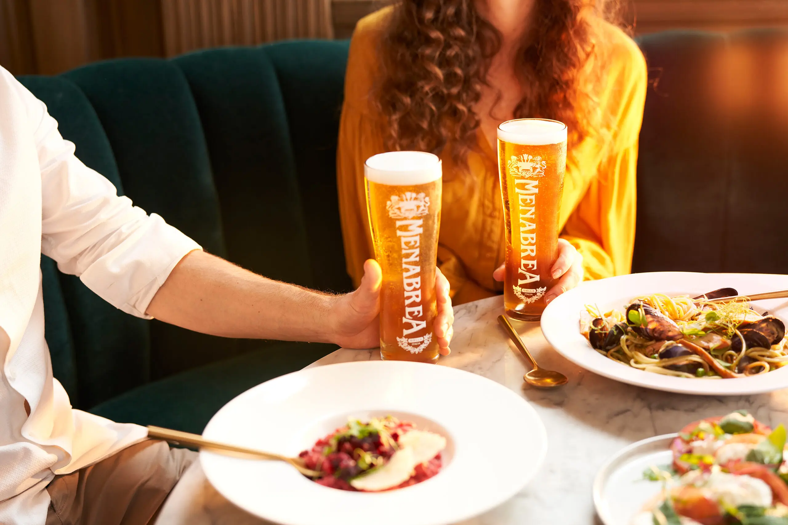 Pint of Menabrea at the table